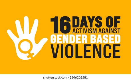 16 Days of Activism against gender based violence background, banner or poster design template. observado todos os anos em dezembro. Conceito de férias. Use para qualquer modelo, cartão, cartaz, cartaz, modelo.