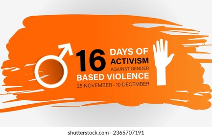 16 días de activismo contra la violencia de género.  25 de noviembre a 10 de diciembre. Fondo, banner, tarjeta, afiche, plantilla. Ilustración vectorial.