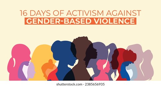 16 Days of Activism against gender-based violence is observed every year from November 25 to December 10 worldwide. Vector illustration design.