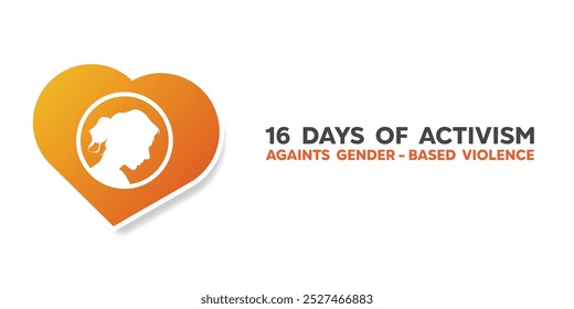 16 Tage Aktivismus gegen geschlechtsspezifische Gewalt. Frauen und Herz. Ideal für Karten, Banner, Poster, Social Media und mehr. Weißer Hintergrund. 