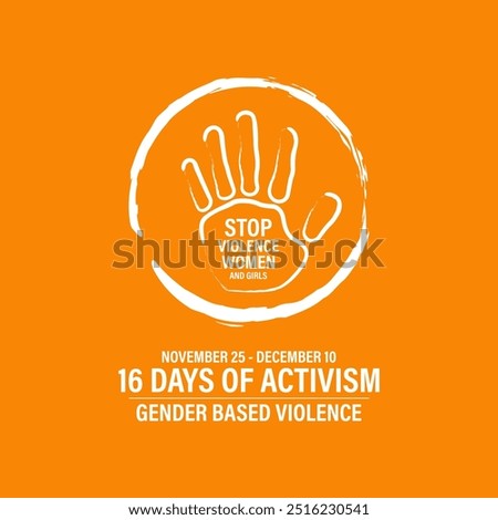 16 Days of Activism are observed to raise awareness of gender-based violence During the month of November 25 through December 10. Banner poster, flyer and background design template. Vector.