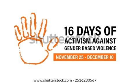 16 Days of Activism are observed to raise awareness of gender-based violence During the month of November 25 through December 10. Banner poster, flyer and background design template. Vector.