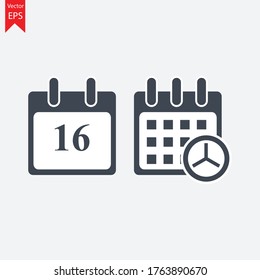 16 days event web icon, calendar icon.Calendar vector icon. Date and day, month.