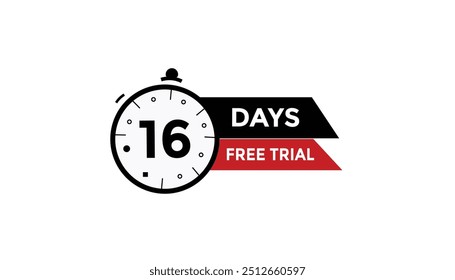 16 days free trial Countdown number banner templates. time icon. Vector Illustration 