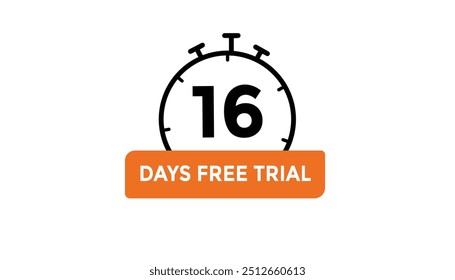 16 days free trial Countdown number banner templates. time icon. Vector Illustration 