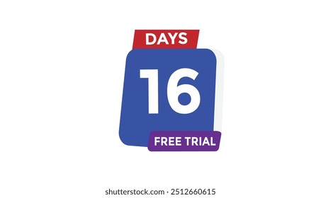 16 days free trial Countdown number banner templates. time icon. Vector Illustration 