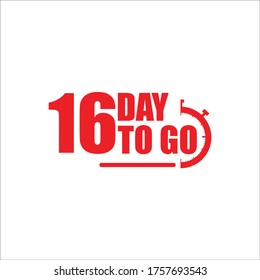 16 days to go label,sign,button. Vector stock illustration