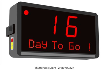 16 days to go, number days to go countdown illustrasion template design and icon design