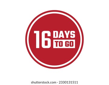 16 days to go red vector banner illustration isolated on white background