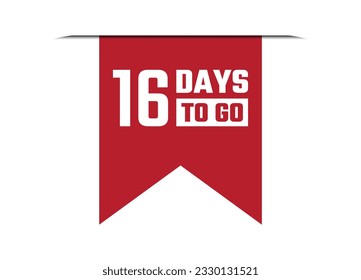 16 días para ir la ilustración del banner del vector rojo aislado en fondo blanco