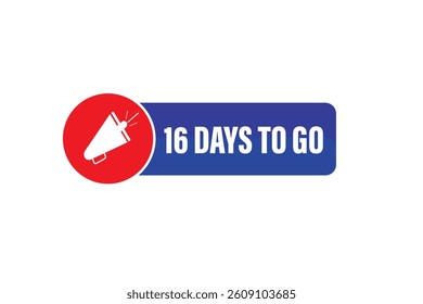 16 days to go,, sale countdown vector symbol, clock, time,  background, template 15 days to go, countdown, sticker, left banner, business, sale, label button
