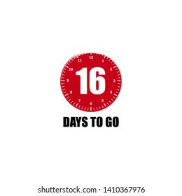 16 days to go - sign. flat design