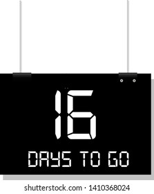 16 days to go - sign. flat design