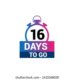 16 days to go - sign. flat design