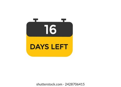 16 days left countdown to go one time,  background template 16 days left, countdown sticker left banner business,sale, label button,