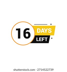 Quedan 16 días Número de cuenta regresiva Plantillas de Anuncio tiempo icono diseño de Vector