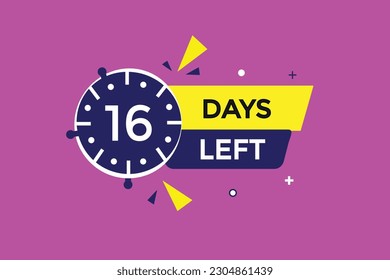 16 days left countdown template, 16 day countdown left banner label button eps 16    
