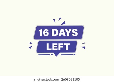 16 days left, sale countdown vector symbol, clock, time,  background, template 15 days to go, countdown, sticker, left banner, business, sale, label button