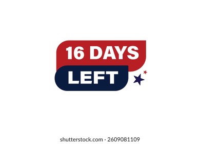 16 days left, sale countdown vector symbol, clock, time,  background, template 15 days to go, countdown, sticker, left banner, business, sale, label button