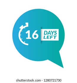 16 Days Left sign - emblem, label, badge,sticker, logo. Designed for your web site design, logo, app, UI