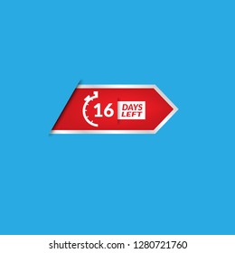 16 Days Left sign - emblem, label, badge,sticker, logo. Designed for your web site design, logo, app, UI