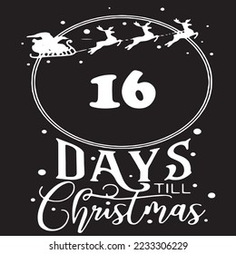 16 Tage bis Weihnachten, einfaches schwarzes Logo mit weißen Mustern 
