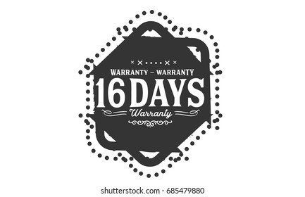 16 days warranty icon vintage rubber stamp guarantee