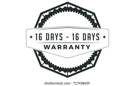 16 days warranty icon vintage rubber stamp guarantee