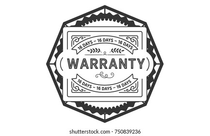 16 days warranty icon vintage rubber stamp guarantee