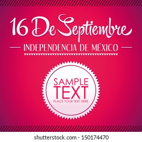 "16 de Septiembre, dia de independencia de Mexico" - September 16 Mexican independence day spanish text card - poster - ribbon