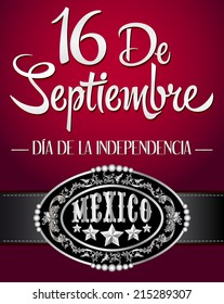 16 de Septiembre, dia de independencia de Mexico - September 16 Mexican independence day spanish text - cowboy poster 
