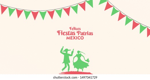 16 de septiembre,Mexico Felices Fiestas Patrias, English translation : (Mexican national holiday, 16 September)  National Holidays Celebration Card.