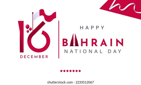 16 december bahrain national day celebration design. EPS 10 file. Bahrain country flag and building.