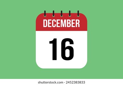 16 December Calendar. December Calendar Vector.