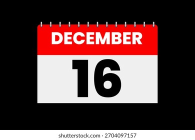16 Dezember Monat einzelne Tag Vektor, Illustration, Kalender mit rot, off-weiß und schwarz Farbe Hintergrund Kalender Symbol von Dezember 16