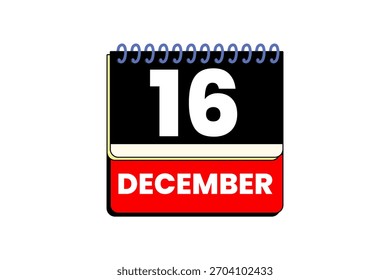 16 Dezember Monat einzelne Tag Vektor, Illustration, Kalender mit roten, schwarzen, gelben und weißen Farbe Hintergrund Kalender Symbol von Dezember 16