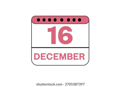 16 Dezember Monat einzelne Tag Vektor, Illustration, Kalender mit Pfirsich, schwarz-weiße Farbe Hintergrund Kalender Symbol vom Dezember 16