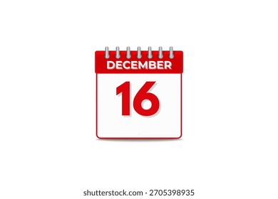 16 Dezember Monat einzelne Tag Vektor, Illustration, Kalender mit schwarz-weißer Farbe Hintergrund Kalender Symbol vom Dezember 16