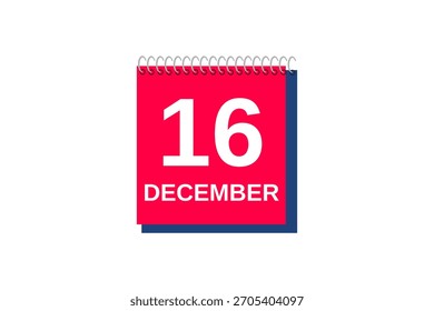 16 Dezember Monat einzelne Tag Vektor, Illustration, Kalender mit rot, blau und weiß Farbe Hintergrund Kalender Symbol vom Dezember 16