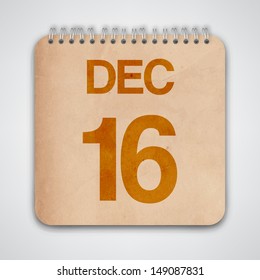 16 December on Old Notebook Vector 