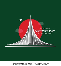 16 December Victory Day Bangladesh Vector Illustration with National Martyrs' Monument called Sriti Shoudho.
Victory Day Banner, Poster, Greeting Card Template Design. Victory Day Background