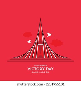 16 December Victory Day Bangladesh Vector Illustration with National Martyrs' Monument called Sriti Shoudho.
Victory Day Banner, Poster, Greeting Card Template Design. Victory Day Background