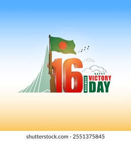 16 de dezembro Dia da Vitória Bangladesh Ilustração vetorial com Monumento aos Mártires Nacional chamado Sriti Shoudho. Victory Day Design, Banner, Poster, Greeting, Known as 'Bijoy Dibos' in Bengali. Ao lado 