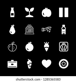 16 diet icons with kiwi and carrot in this set