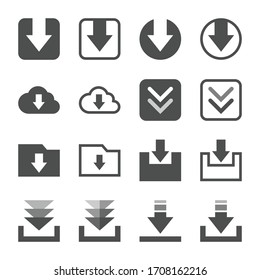 16 different data download icon set.