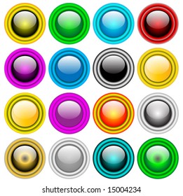 16 different original shiny button icon design set
