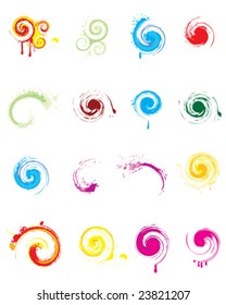16 different seamless swirl ink wave collection.