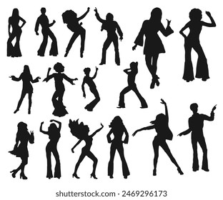 16 Diseños de baile disco Silhouette Poses de baile disco