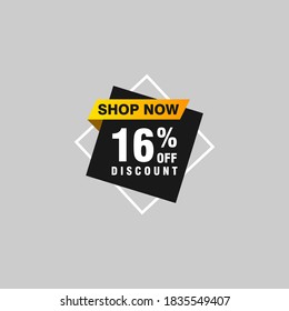 16 descuento, distintivos de vectores de venta para etiquetas, , pegatinas, banners, etiquetas, etiquetas, etiquetas web, nueva oferta. Banner de signo de origami de descuento