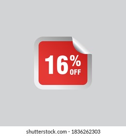16 discount, Sales Vector badges for Labels, , Stickers, Banners, Tags, Web Stickers, New offer. Discount origami sign banner